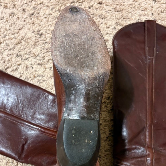 Tony Lama Chestnut Leather Heeled Boots - Picture 6 of 10
